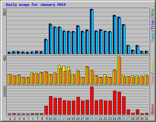 Daily usage for January 2019