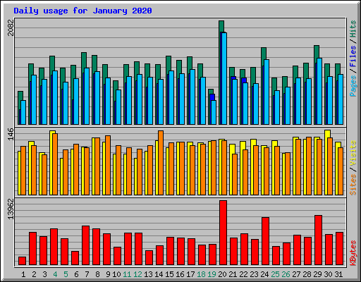 Daily usage for January 2020