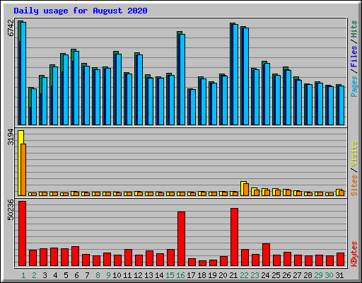 Daily usage for August 2020