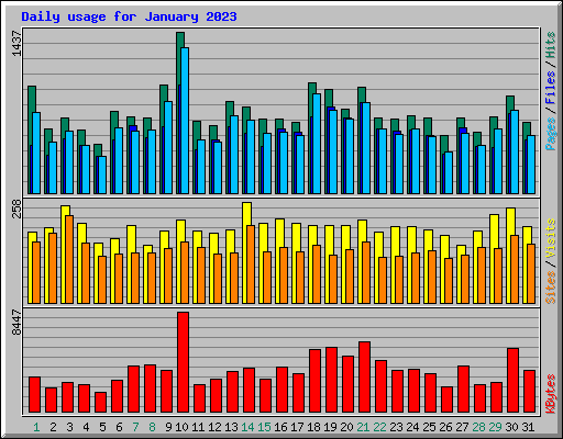 Daily usage for January 2023